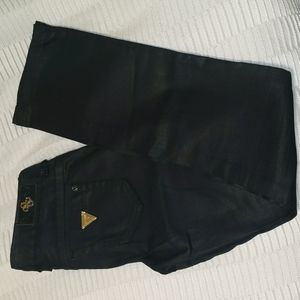 Guess Faux Leather Denim Jeans - black